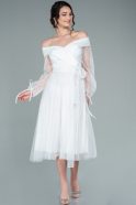 Миди Вечернее Платье Белый ABK1387