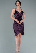 Короткое Атласное Платье Тёмно-пурпурный ABK1081