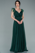Длинное Вечернее Платье Изумрудно-зеленый ABU1639