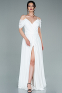 Длинное Шифоновое Вечернее Платье Белый ABU2342