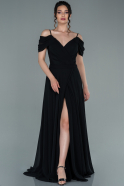 Длинное Шифоновое Вечернее Платье Черный ABU2342