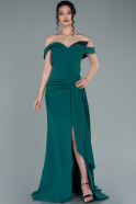 Длинное Помолвочное Платье Изумрудно-зеленый ABU2345