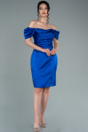 Короткое Атласное Платье Ярко-синий ABK1394