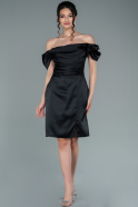 Короткое Атласное Платье Черный ABK1394
