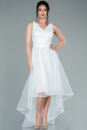 Платье Короткое Спереди И Длинное Сзади Белый ABO087