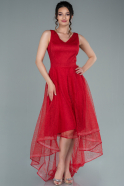 Платье Короткое Спереди И Длинное Сзади красный ABO087