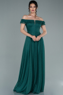 Длинное Вечернее Платье Изумрудно-зеленый ABU2351