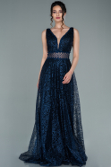 Длинное Вечернее Платье Темно-синий ABU2352