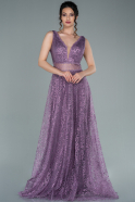 Длинное Вечернее Платье Лавандовый ABU2352