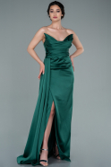 Длинное Атласное Выпускное Платье зелёный ABU2340