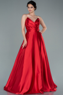 Длинное Атласное Вечернее Платье красный ABU2360