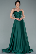 Длинное Атласное Вечернее Платье зелёный ABU1601