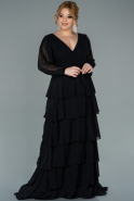 Длинное Шифоновое Вечернее Платье Черный ABU2325