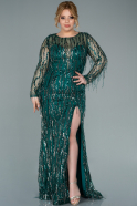 Длинное Вечернее Платье С Чешуйками Изумрудно-зеленый ABU2326