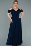 Длинное Вечернее Платье Мальтийского Стиля Темно-синий ABU2353