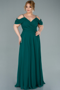 Длинное Вечернее Платье Мальтийского Стиля Изумрудно-зеленый ABU2353