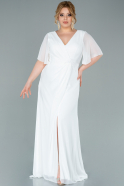 Длинное Шифоновое Вечернее Платье Белый ABU2367