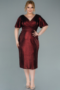 Миди Вечернее Платье Большого Размера Бордовый ABK1370