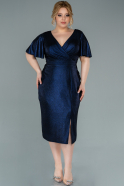 Миди Вечернее Платье Большого Размера Темно-синий ABK1370