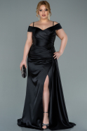 Большое Атласное Платье Черный ABU2370