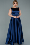 Большое Атласное Платье Темно-синий ABU2356