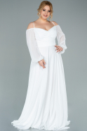 Длинное Шифоновое Вечернее Платье Белый ABU2354