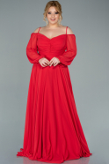Длинное Шифоновое Вечернее Платье красный ABU2354