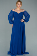 Длинное Шифоновое Вечернее Платье Ярко-синий ABU2354