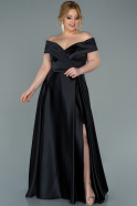 Большое Атласное Платье Черный ABU2355