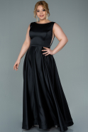 Большое Атласное Платье Черный ABU2356