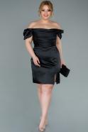 Короткое Атласное Вечернее Платье Черный ABK1397