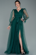 Длинное Вечернее Платье Изумрудно-зеленый ABU1973