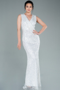 Длинное Чешуйчатое Вечернее Платье Белый ABU2142