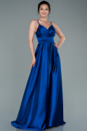 Длинное Атласное Выпускное Платье Ярко-синий ABU2375