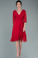 Короткое Шифоновое Платье красный ABK1403