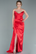 Длинное Атласное Выпускное Платье красный ABU2340