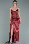 Длинное Атласное Выпускное Платье Цвет корицы ABU2340