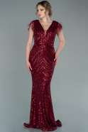 Длинное Вечернее Платье Бордовый ABU881