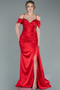 Длинное Атласное Вечернее Платье красный ABU2379