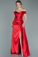 Длинное Атласное Вечернее Платье красный ABU2380