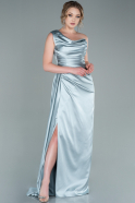 Длинное Атласное Выпускное Платье Мятный ABU2173