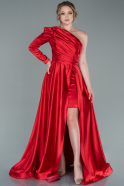 Длинное Атласное Вечернее Платье красный ABU2381