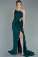 Длинное Вечернее Платье Изумрудно-зеленый ABU2383