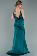 Длинное Шифоновое Помолвочное Платье Изумрудно-зеленый ABU2388