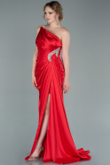 Длинное Атласное Вечернее Платье красный ABU2387