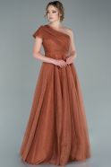 Длинное Вечернее Платье Цвет корицы ABU2390