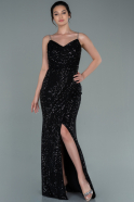 Длинное Чешуйчатое Вечернее Платье Черный ABU2398
