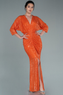 Длинное Чешуйчатое Вечернее Платье Оранжевый ABU2400