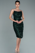 Короткое Платье С Чешуей Изумрудно-зеленый ABK1414
