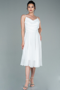 Миди Шифоновое Вечернее Платье Белый ABK1415